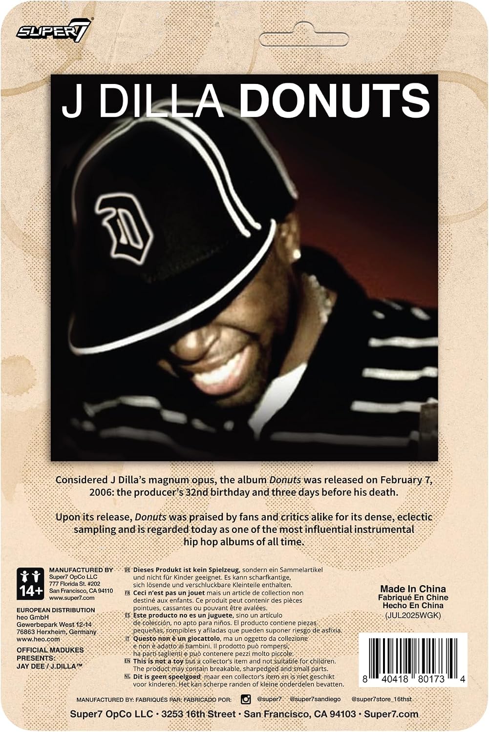 Super7 - Reaction Figure J Dilla (Donuts) - 3.75" J Dilla Action Figure with Accessories
