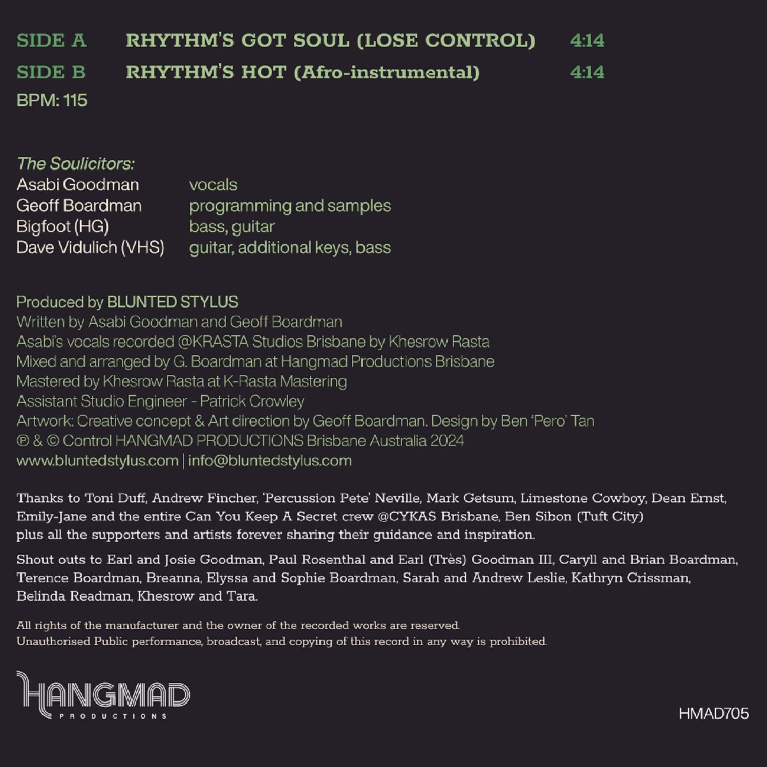 Blunted Stylus ft. Asabi Goodman - Rhythm’s Got Soul - 7" Last 1