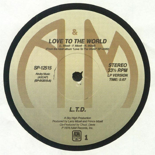 LTD - Love To The World (reissue) - 12" SINGLE - Last 1