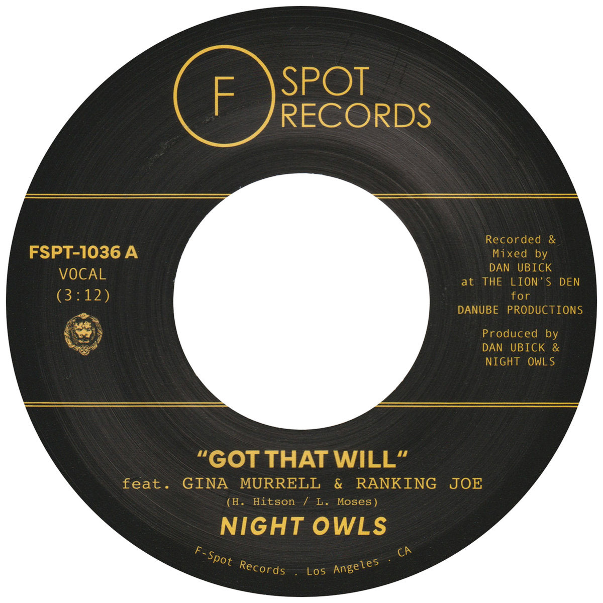 Pre Order - Night Owls - Got That Will (feat. Gina Murrell & Ranking Joe) // Got That Dub (feat. Ranking Joe & Gina Murrell)- 7" Last 3