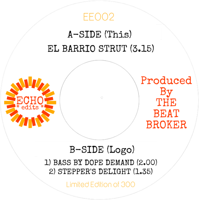 Pre Order - EE002 - The Beat Broker - EL BARRIO STRUT EP - Echo Edits - 7" Last 5