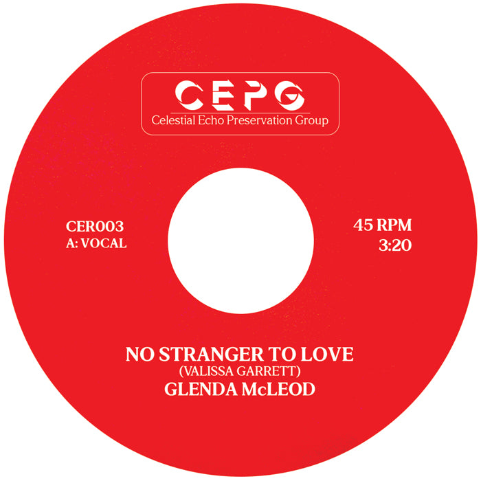 CER003 - Glenda Mcleod - No Stranger To Love - Celestial Echo -  7" Single - Last 1