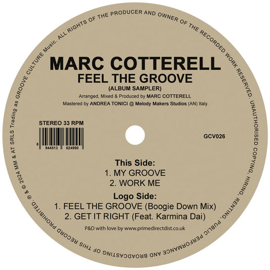 Pre Order - Marc Cotterell - Feel The Groove - Groove Culture - 12" Last 1