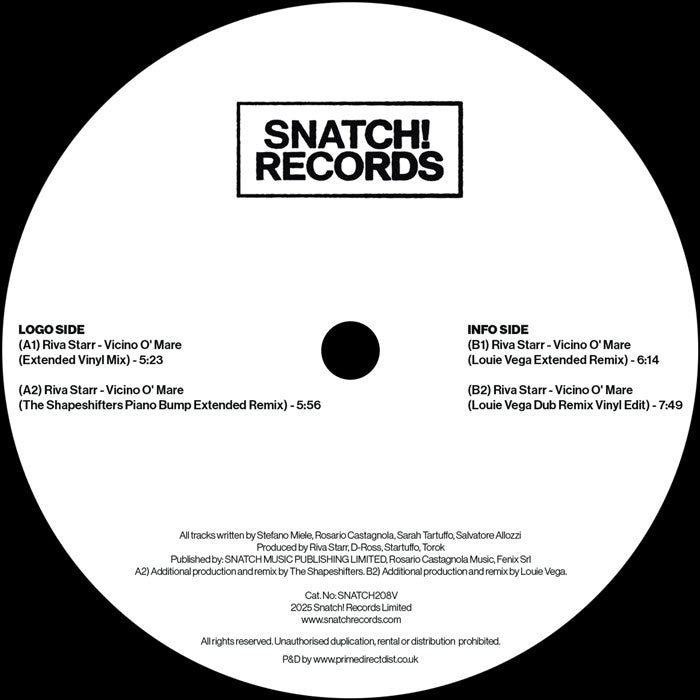 Pre Order - Riva Starr Feat. Louie Vega & ShapeShifters - Vicino O' Mare - 12"