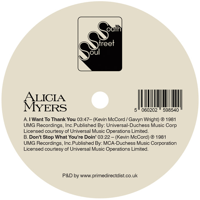 Pre Order - Alicia Myers - I Want To Thank You / Don't Stop What You're Doin'  - 7" Last 1